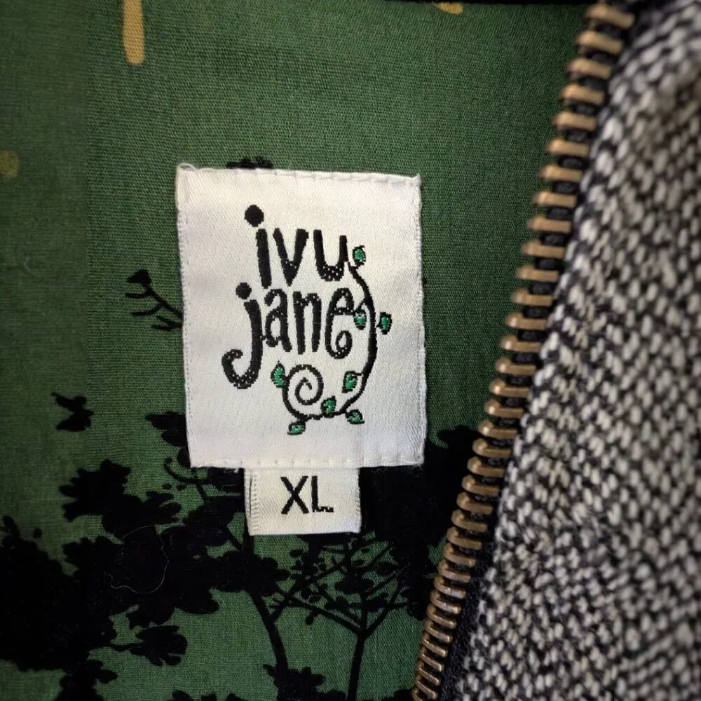 Ivy Jane | Lightweight Hooded Jacket | Heather Grey/Herringbone | Size XL - Picture 4 of 11